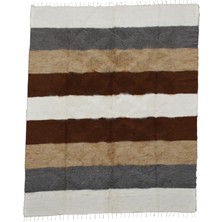 Kilim Antik El Dokuma Çubuklu Çift Kişilik Tiftik Yün Siirt Battaniyesi Kilim 0735 - Yeni - Çok Renkli