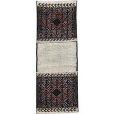 Kilim Antik El Dokuma Çift Gözlü Yörük Pamuklu Yün Kilim Heybe 0827 - Yeni - Çok Renkli