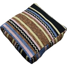 Kilim Antik El Dokuma Dekoratif Puf Köşe Kilim Minderi Kırlent Kılıfı 1113 - Yeni - Çok Renkli