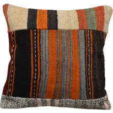 Kilim Antik El Dokuma Patchwork Kırkyama Dekoratif Kilim Kırlent Yastık Kılıfı 1156 - Yeni - Çok Renkli