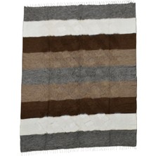 Kilim Antik El Dokuma Çizgili Çift Kişilik Tiftik Yün Siirt Battaniyesi Kilim 0740 - Yeni - Çok Renkli