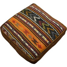 Kilim Antik El Dokuma Dekoratif Puf Köşe Kilim Minderi Kırlent Kılıfı 1114 - Yeni - Çok Renkli