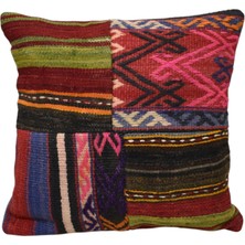 Kilim Antik El Dokuma Patchwork Kırkyama Dekoratif Kilim Kırlent Yastık Kılıfı 1168 - Yeni - Çok Renkli