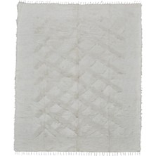 Kilim Antik El Dokuma Çift Kişilik Tiftik Yün Siirt Battaniyesi Kilim 0729 - Yeni - Beyaz