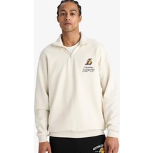 DeFacto NBA Los Angeles Lakers Oversize Geniş Kalıp Dik Yaka Yarım Fermuarlı Jakarlı Sweatshirt E9637AX25AU