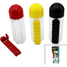 Marsilyan Ilaaç Kutulu Plastik Suluk Matara Renkli Bardak Kapaklı 600ML (5224)