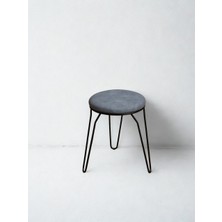 Eşyala. Çelik Ayaklı Yuvarlak Konforlu Tabure (36X36X45 Cm)