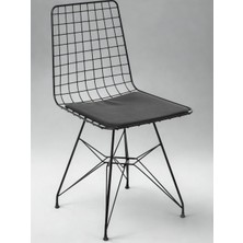 Eşyala. Çelik Tel Sandalye Minderli Siyah (44X42X85 Cm)