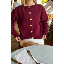 Fabienn Gold Kalp Düğmeli Kadın Triko Hırka