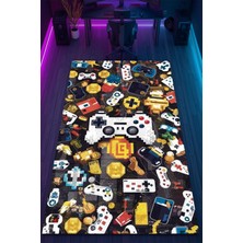 The Modern Hane Gamer Halı Oyuncu Odası Için LED Işık Görselli Yıkanabilir Kaymaz Taban Halı Genç Odası Için Halı