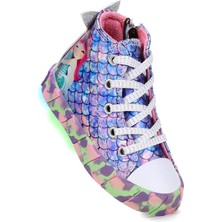 Kiko Kids  Ruse Deniz Kızı Fermuarlı Işıklı Kız Bebek Spor Ayakkabı