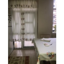 Mor Tırtıl El Işi Kumaş Boyama Mutfak Perde Örtü Peçete Takımı Çeyizlik Hediyelik Vintage Nostaljik