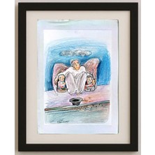 Karikatural Mohammad Ali Baniasadi 29X21 cm Karikatür Tablo