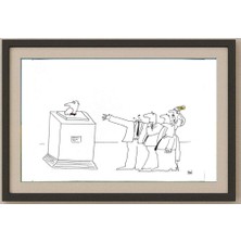 Karikatural Masoud Ziaei Zardkhashoei 29X21 cm Karikatür Tablo