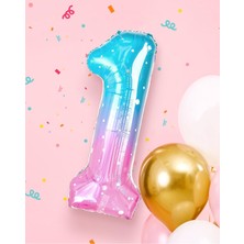 40 Inç Dev Gökkuşağı Yıldızlı Gökyüzü Numarası Deniz Kızı Tema Doğum Günü Partisi Süsü