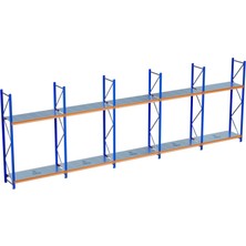 Raffar 2 Katlı 5li Bitişik Endüstriyel Depo Raf Sistemi – Hafif Yük Rafı - 40-450-250