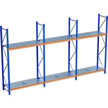 Raffar 2 Katlı 3li Bitişik Endüstriyel Depo Raf Sistemi – Hafif Yük Rafı - 80-540-300