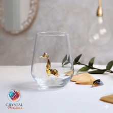 El Yapımı Cam Zürafa Figürlü Su Bardağı – Dekoratif Cam İçecek Bardağı