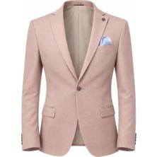 Plus Scorpion Erkek Slim Fit Tek Düğmeli Blazer Ceket – Vizon Renk, Şık ve Modern Kesim