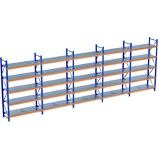 Raffar 5 Katlı 5li Bitişik Endüstriyel Depo Raf Sistemi – Hafif Yük Rafı - 40-900-250