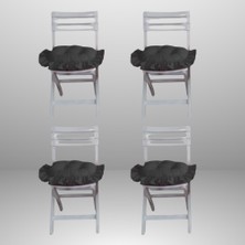 Momme Fırfırlı, Saçaklı Oval Sandalye Minderi 40X40 cm ( 4 Adet )