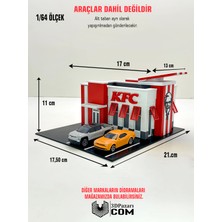 3dpazarıcom 3D Baskı 1/64 Ölçekli Kfc Bina Tasarımlı Diorama Araç Sergileme Garajı