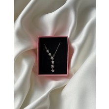 NB Steelora Çelik Gümüş Renk Yıldız Model Zirkon Taşlı Kadın Kolye