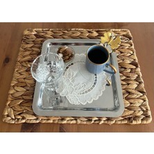 Alışveriş Kapısı 6 Adet Delik Işi Sarma Nakışlı Keten Leke Tutmaz 6lı Kokteyl Kahve Sunum Peçetesi