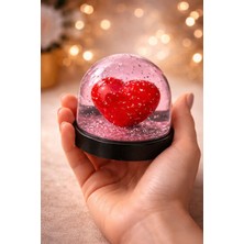 Moda ✨pembe Sıvılı Kırmızı Kalpli Mini Kar Küresi – Romantik Hediye, Dekoratif Masa Süsü
