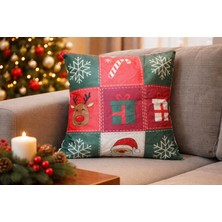 Özdağ Home Concept Yılbaşı Desenli Premium Kumaş Kırlent Kılıfı 43X43 cm | Noel Temalı Dekoratif 2li Set