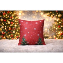 Özdağ Home Concept Yılbaşı Desenli Premium Kumaş Kırlent Kılıfı 43X43 cm | Noel Temalı Dekoratif 2li Set