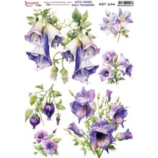 E Hobici Koyu Zemin Sulu Transfer Kağıdı 25X35CM KST-246 Mor Çiçekler