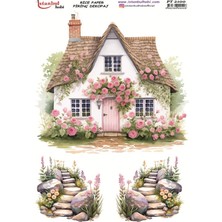 E Hobici Pirinç Dekopaj Kağıdı 30X42CM PT-2100 Çiçekli Ev