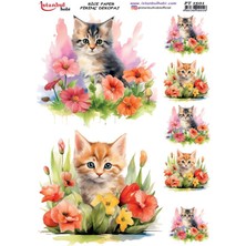 E Hobici Pirinç Dekopaj Kağıdı 30X42CM PT-1501 Çiçek Kedi