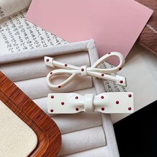 Cihania Store Vintage Tarzı Puantiyeli Saç Tokası Seti Beyaz Kırmızı 2 Adet