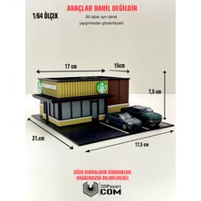 3dpazarıcom 3D Baskı 1/64 Ölçekli Kahve Dükkanı Bina Tasarımlı Diorama Araç Sergileme Garajı