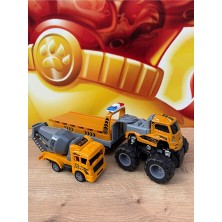 Scntoys Sürtmeli Inşaat Araçları Taşıyan Tır Oyuncak Bulldozer Harç Makinesi 2'li Set