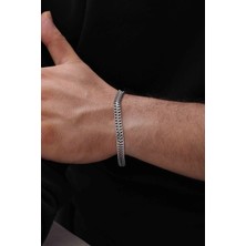 Ayno Kılçık Desenli Çelik Erkek Bileklik