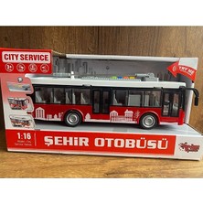 Scntoys Şehir Otobüsü Oyuncak Sesli Işıklı Kapıları Açılan Kırmızı Şehir Otobüsü Yolcu Otobüsü Kırılmaz