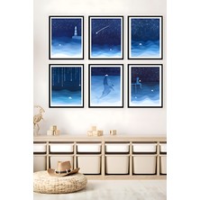 Koi Art Design Kağıt Gemi Tasarımlı Çerçeve Görünümlü 6 Parçalı Yüksek Kalite Uv Baskılı Tablo Seti