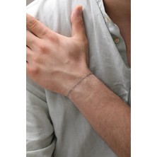 Ayno Düz Zincir Gümüş Erkek Bileklik