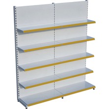 Raffar Beyaz Renk 5 Katlı Market Raf Sistemi | Market Rafı | Yükseklik H220 CM| - Sarı-180 CM