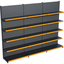 Raffar Antrasit Renk 5 Katlı Market Raf Sistemi | Market Rafı | Yükseklik H220 CM| - Turuncu-225 CM