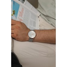 Ayno Rose Kasalı Gri Hasır Metal Erkek Kol Saati