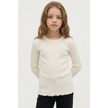 DeFacto Kız Çocuk Okula Dönüş Slim Fit Dar Kesim Bisiklet Yaka Ribana Uzun Kollu Basic Düz Tişört B7452A825SP