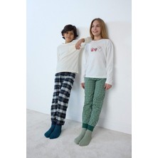 DeFacto %100 Pamuklu Desenli Beli Lastikli Pijama Takımı Kız Çocuk F1083A825AU