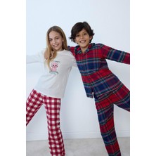 DeFacto %100 Pamuklu Desenli Flanel Beli Lastikli Pijama Takımı Erkek Çocuk F0983A825WN
