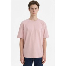 DeFacto %100 Pamuk Oversize Geniş Kalıp Bisiklet Yaka Basic Düz Kısa Kollu Tişört T7037AZ25SM