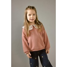 DeFacto Oversize Geniş Kalıp Büyük Yaka Çiçekli İçi Yumuşak Tüylü Sweatshirt Kız Bebek G6838A525CW
