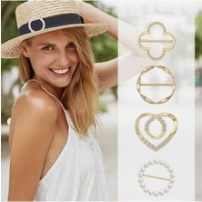 Bacoss Şal Eşarp Fular Tokası-Klipsi 4 Lü Set (BC-1244)